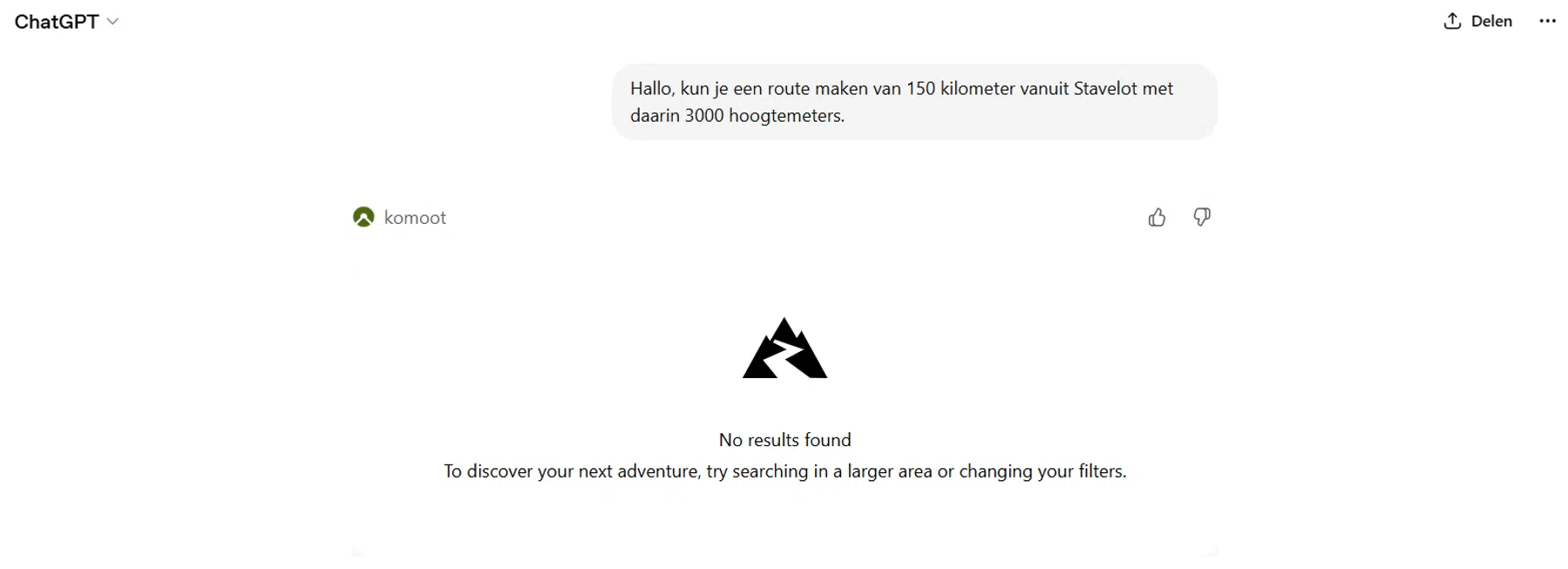 Geen route beschikbaar